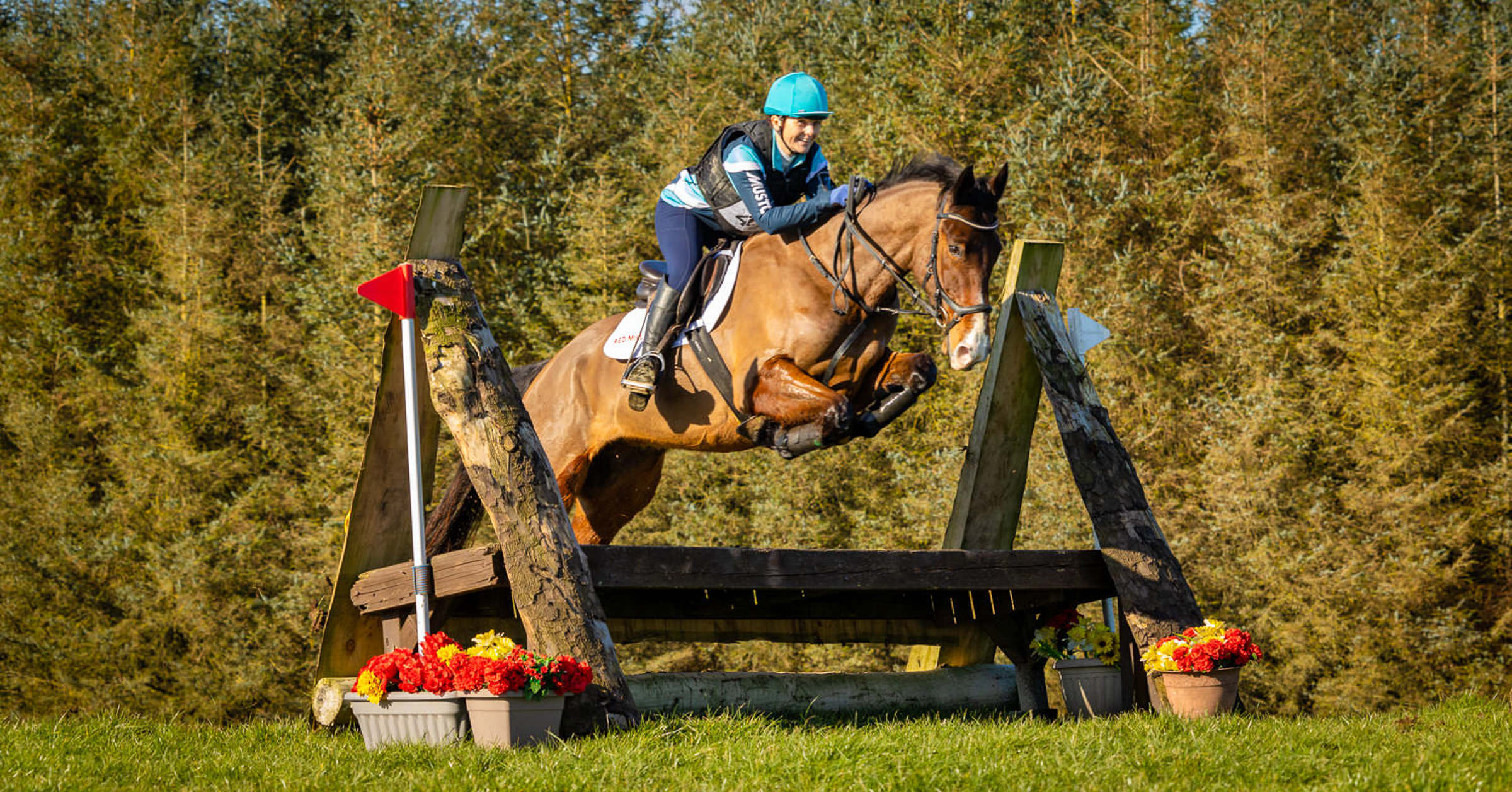 horse and rider photo jumping a cross country jump