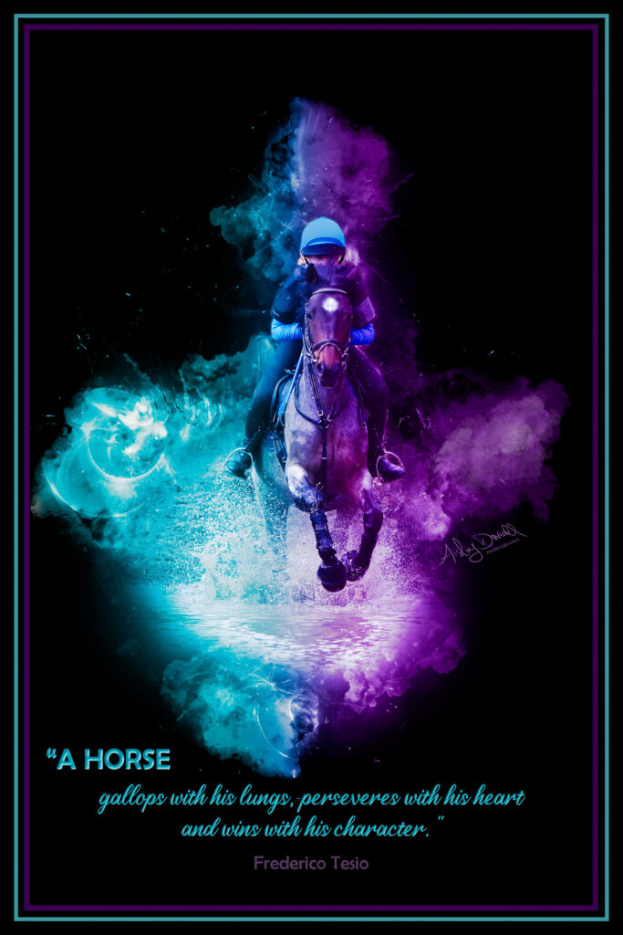 smoke effect digital art edit of a horse and rider photo